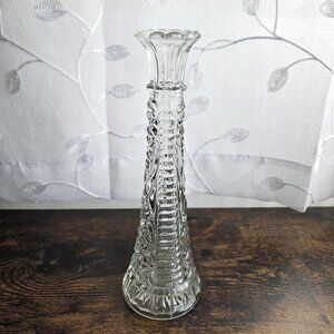 Anchor Hocking Clear Glass Bud Vase 9 "tall Vintage MCM Stars & Bars